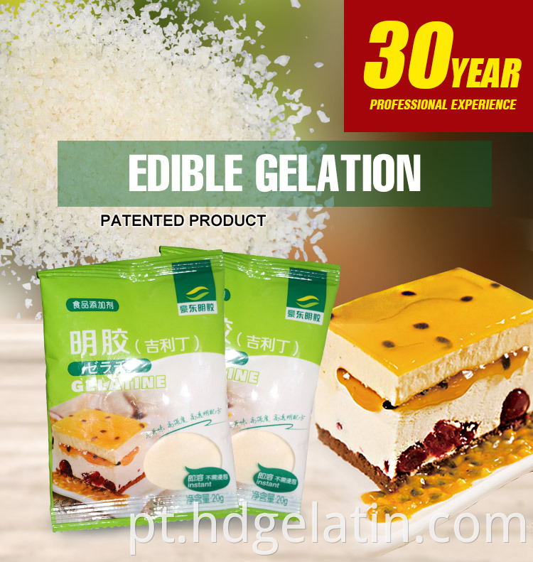 300 Bloom Skin Gelatina comestível de pele para sorvete para gelatina em pó de gelatina